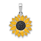 Image of Sterling Silver Polished Enameled Sunflower Pendant
