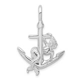 Image of Sterling Silver Polished 3D Anchor w/Mermaid Pendant