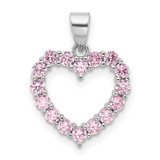 Image of Sterling Silver Rhodium-plated Pink CZ Heart Pendant