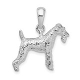 Image of Sterling Silver Textured 3D Wire Fox Terrier Pendant