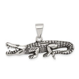Image of Sterling Silver Antiqued & Textured Crocodile Pendant