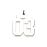 Image of Sterling Silver Large Polished Number 3 W/Top Pendant