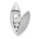 Image of Sterling Silver Polished And Brushed CZ Slide Pendant