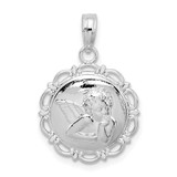 Image of Sterling Silver Polished Scalloped Edge Angel Pendant