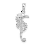 Image of Sterling Silver Polished/Textured 3D Seahorse Pendant