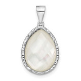 Image of Sterling Silver Rhodium-plated Glass Teardrop Pendant