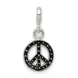 Image of Sterling Silver Enameled Peace Symbol Enhancer Pendant