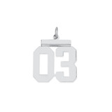 Image of Sterling Silver Medium Polished Number 3 W/Top Pendant