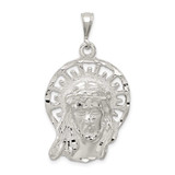 Image of Sterling Silver Polished & Textured Jesus Head Pendant