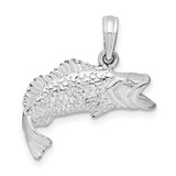 Image of Sterling Silver Polished Bass Fish Curved Tail Pendant