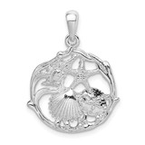 Image of Sterling Silver Polished Cut-out Shell Cluster Pendant