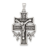 Image of Sterling Silver Antiqued Mini Caravaca Crucifix Pendant