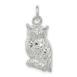 Image of Sterling Silver Polished & Textured Perched Owl Pendant