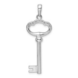 Image of Sterling Silver Polished 3D KEY TO MY HEART Key Pendant
