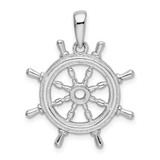Image of Sterling Silver Polished Cut-out 3D Ships Wheel Pendant