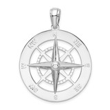 Image of Sterling Silver Polished Large Nautical Compass Pendant