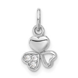 Image of Sterling Silver Rhodium-plated CZ 3 Heart Charm Pendant