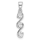 Image of Sterling Silver Rhodium-plated Swirl 3-stone CZ Pendant