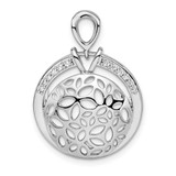 Image of Sterling Silver Rhodium-plated Cut Out CZ Circle Pendant