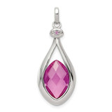 Image of Sterling Silver Synthetic Red Fancy-cut Marquise Pendant