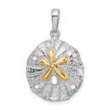 Image of Sterling Silver Textured Sand Dollar w/14k Accent Pendant