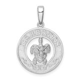 Image of Sterling Silver Polished Barbados w/Turtle Circle Pendant
