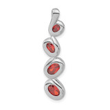 Image of Sterling Silver Polished Red CZ Oval Dangle Slide Pendant