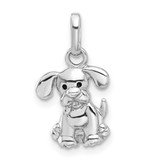 Image of Sterling Silver Rhodium-plated Enameled Dog Charm Pendant