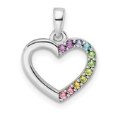 Image of Sterling Silver Rhodium-plated Nano Crystal Heart Pendant