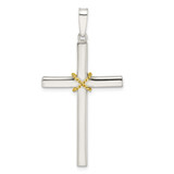 Image of Sterling Silver w/Gold-tone X Center Hollow Cross Pendant