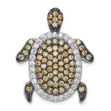 Image of Sterling Silver White & Champagne CZ Turtle Slide Pendant