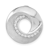 Image of Sterling Silver Polished & Brushed CZ Circle Slide Pendant