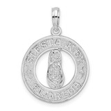 Image of Sterling Silver Textured Siesta Key,FL w/Flip-flop Pendant