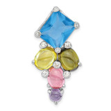 Image of Sterling Silver Polished Multi-color CZ Fancy Slide Pendant