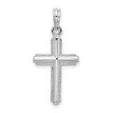 Image of Sterling Silver Polished Striped Border Latin Cross Pendant