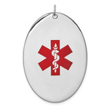 Image of Sterling Silver Rhodium-plated Oval Medical Jewelry Pendant