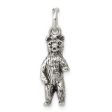Image of Sterling Silver Antiqued & Textured Bear Standing up Pendant