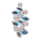 Image of Sterling Silver Polished Pink, Blue & Clear CZ Slide Pendant