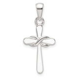 Image of Sterling Silver Polished White Enamel Infinity Cross Pendant