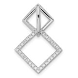 Image of Sterling Silver Rhodium-plated CZ Square Chain Slide Pendant