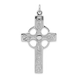 Image of Sterling Silver Rhodium-plated Polished Celtic Cross Pendant