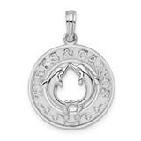 Image of Sterling Silver Textured Turks and Caicos w/Dolphins Pendant