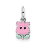 Image of Sterling Silver Rhodium-plated Childrens Enamel Tulip Pendant