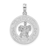 Image of Sterling Silver Polished Pentwater, MI Circle w/Turtle Pendant