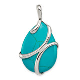 Image of Sterling Silver Polished Synthetic Simulated Turquoise Pendant