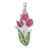 Image of Sterling Silver Rhodium-plated Preciosa Crystal Tulips Pendant