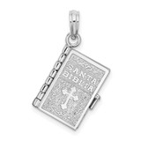 Image of Sterling Silver Polish Moveable 3D Spanish Santa Biblia Pendant