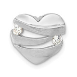 Image of Sterling Silver Polished & Brushed CZ Heart Chain Slide Pendant