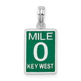 Image of Sterling Silver Polished Enameled Small Key West Mile 0 Pendant
