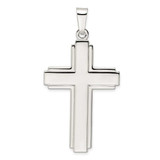 Image of Sterling Silver Polished w/Edge Lines Large Latin Cross Pendant